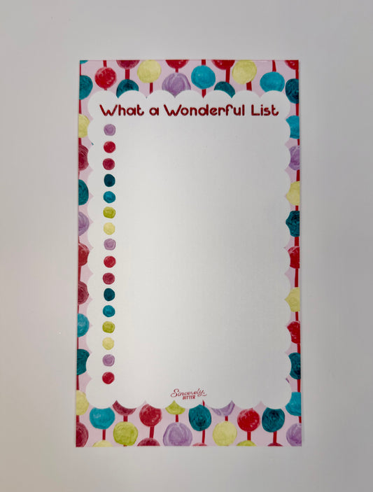 What a Wonderful List Notepad